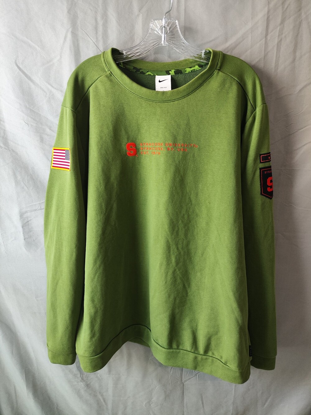 Syracuse Orange Shirt Mens XL NCAA Basketball Nike Dri Fit Crewneck USA Flag